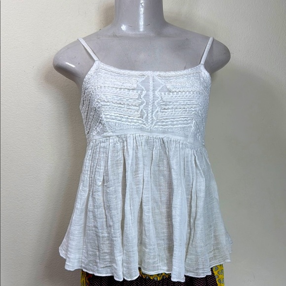 (T6) MANGO TOP DECORATIVE EMBROIDERY, 100% cotton chiffon fabric, size XS - Picture 2 of 15